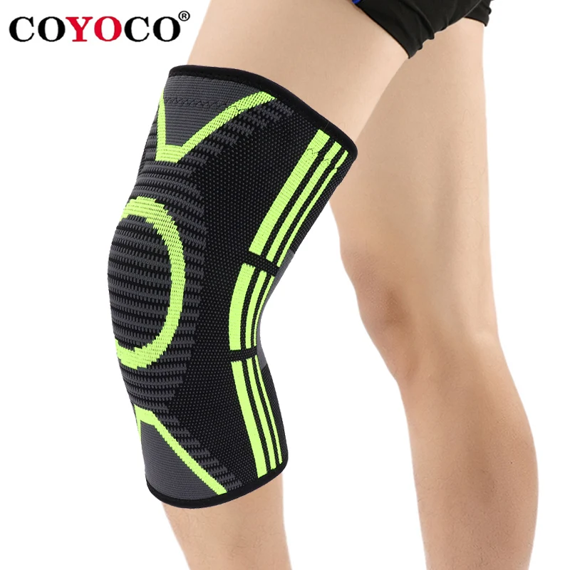 

COYOCO Sport Knee Support Brace 1 Pcs Green Pattern Kneepad Knee Warm Protector for Joint Pain Relief and Injury Recovery Black