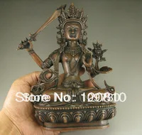 

bir 00220 Chinese hand-carved folk collection old bronze Manjushri Buddha statue