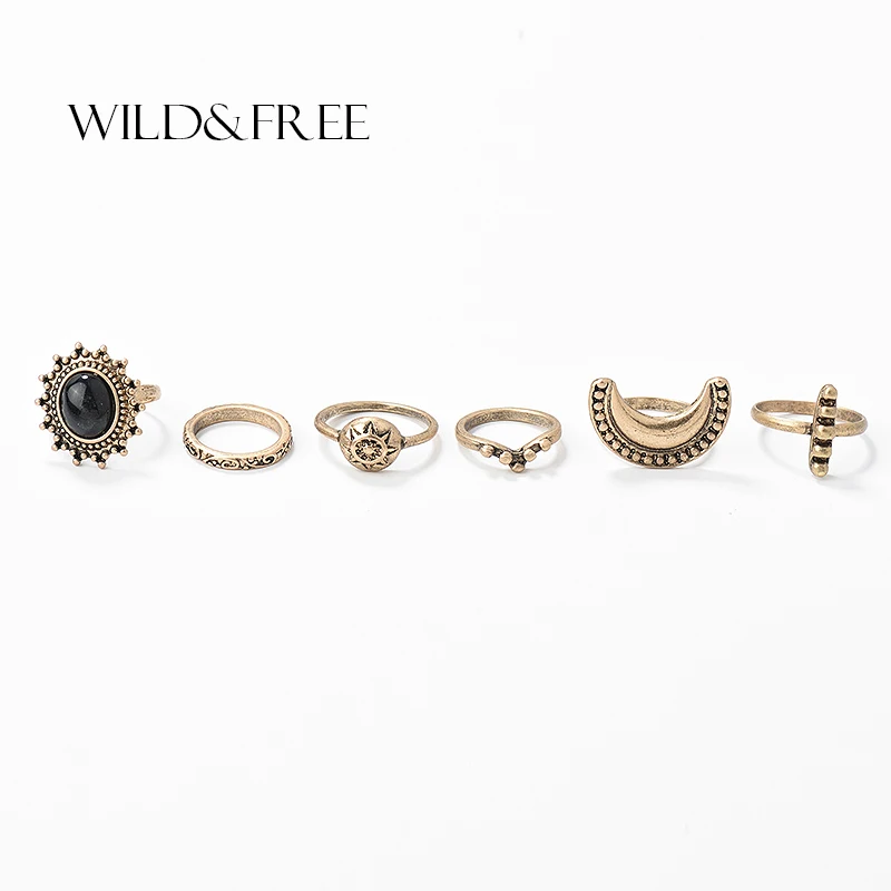 Новые богемные турецкий ручная набор колец для Для женщин 6 шт. Anillos Новинка 2017