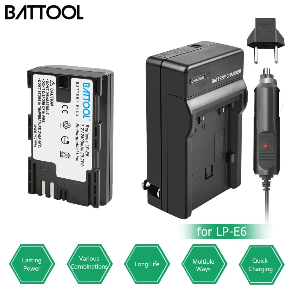 BATTOOL батарея + зарядное устройство для Canon 7D Mark II камера 6D 60D 60Da 70D 80D EOS 5D III IV
