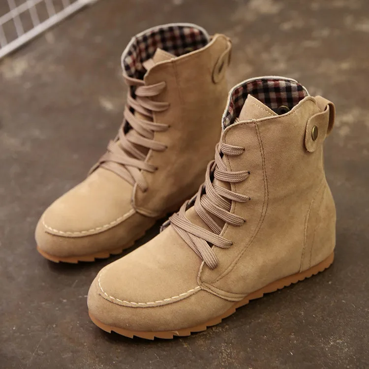 

Autumn Winter Women Boots Matte Flock Boots Female Ladies Low Heel Shoes Woman Mid Calf Boots plus size ST312