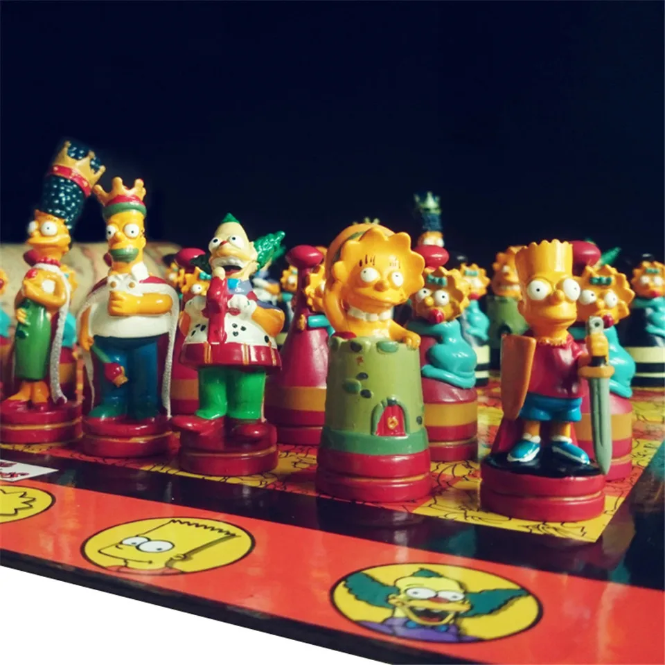 BSTFAMLY Шахматный набор Chessman Simpson, игра в международные шахматы, складная шахматная доска, ПВХ пластиковые шахматы, игрушки Souptoys I22