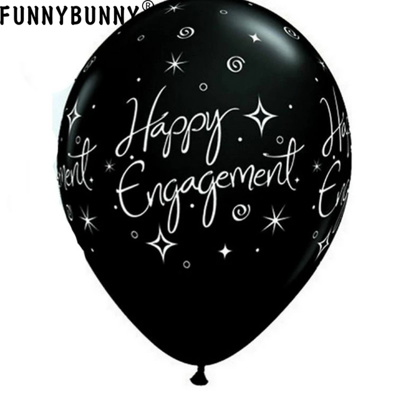 FUNNYBUNNY 10 шт 13 дюймов счастливые помолвки элегантные блестящие черные и серебряные