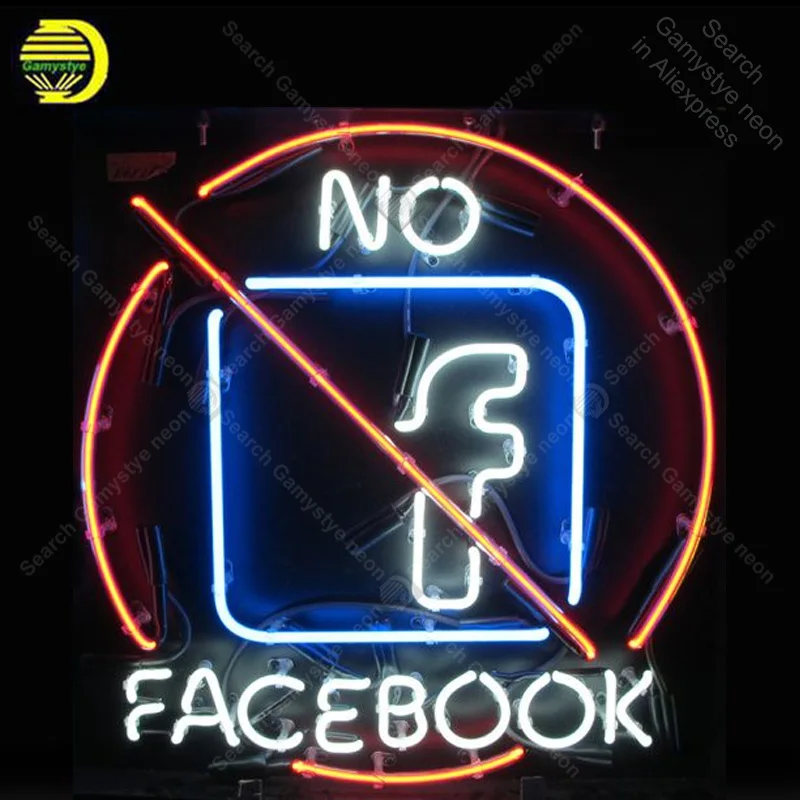 Нет Facebook анти неоновая вывеска для организаций и магазинов лампа ручной работы