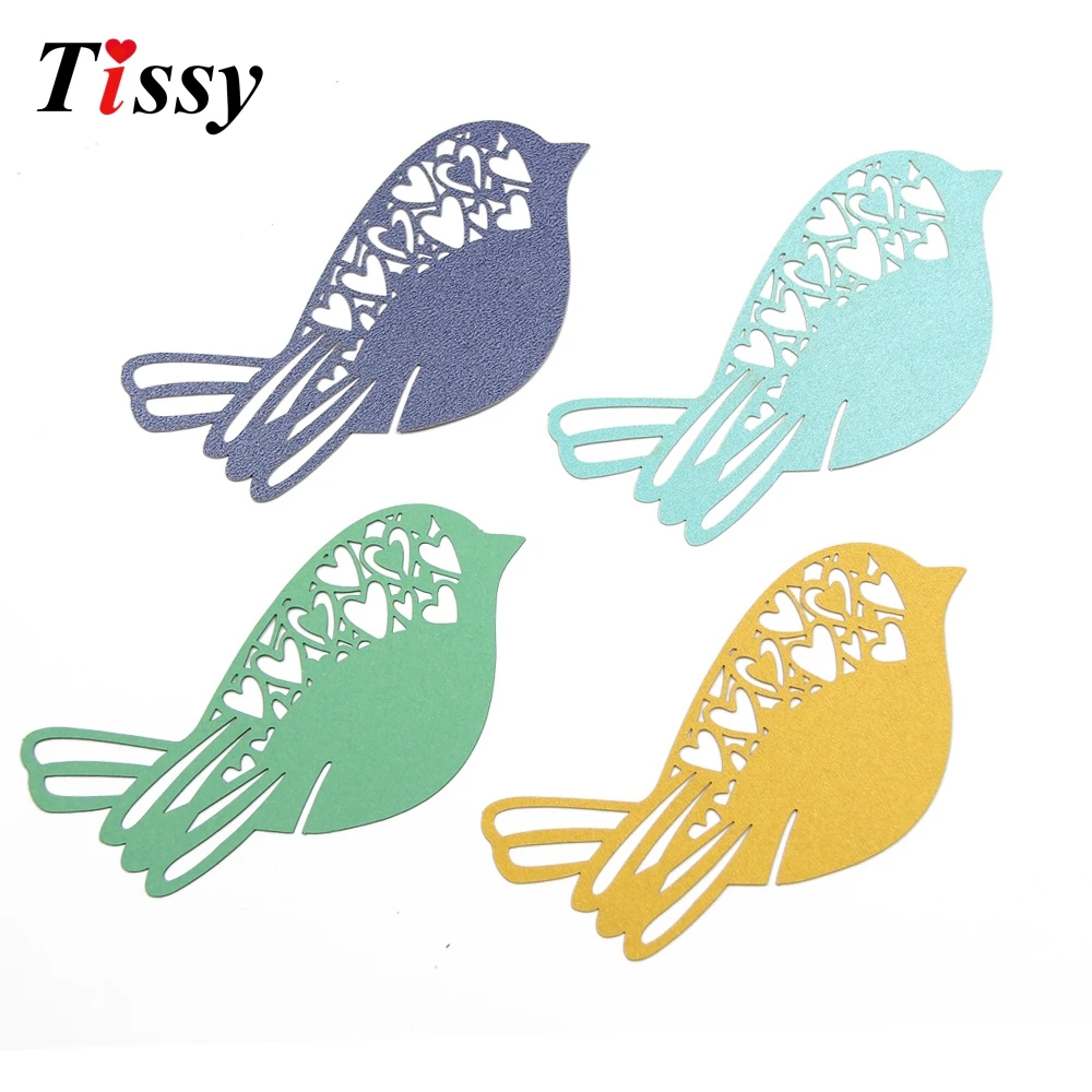 50PCS Cute Bird Shape Name Card Wine Glass Laser Cut Paper Cup Table Mark DIY Home Christmas/Wedding Party Decoration | Дом и сад