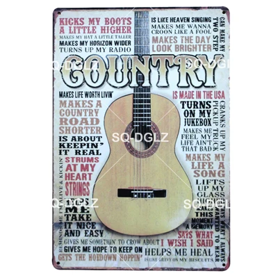 [SQ-DGLZ] MUSIC GUITAR Metal Sign Bar Wall Decoration Tin Sign Vintage Metal Signs Home Decor Painting Plaques Art Poster