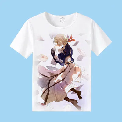020 Violet Evergarden, футболка для мужчин и женщин, футболки с коротким рукавом, косплей, футболка, аниме, топы, футболки для мужчин и женщин - Цвет: 020