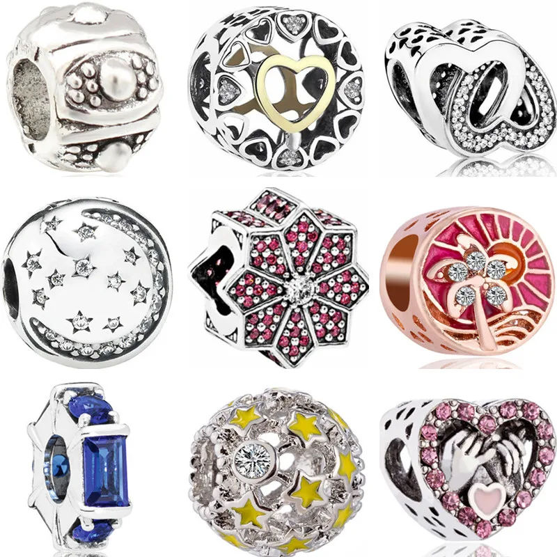 Великолепный полый цветок звезда луна сердце любовь хрустальные бусины подходят