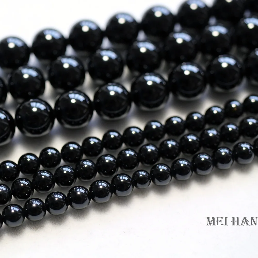 

Meihan Free shipping (2 strands/set) Natural 4mm black spinel smooth round loose beads for jewelry making design or gift
