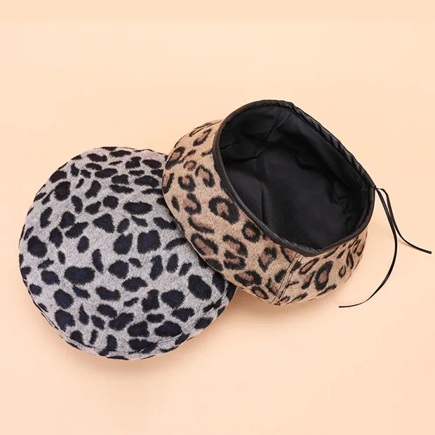 2019 новые женские винтажные зимние леопардовые береты круглая Лыжная шапка