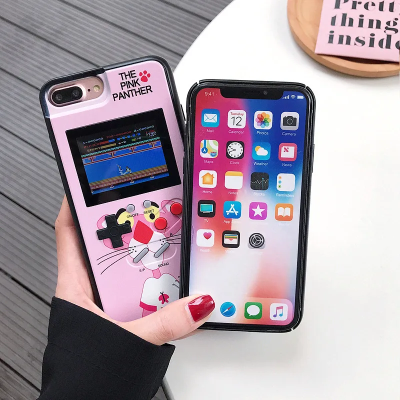 Full Color display GameBoy case for iphone 6 6s 7 8 plus Game boy Tetris chargeable Cover For X XS MAX Case funda |