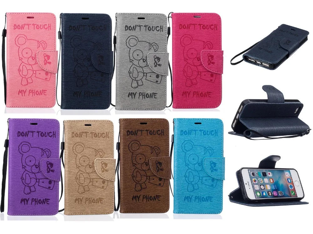 Флип-чехол FULAIKATE Bear для iPhone5s SE рельефная задняя крышка iPhone 5 чехлы с подставкой на