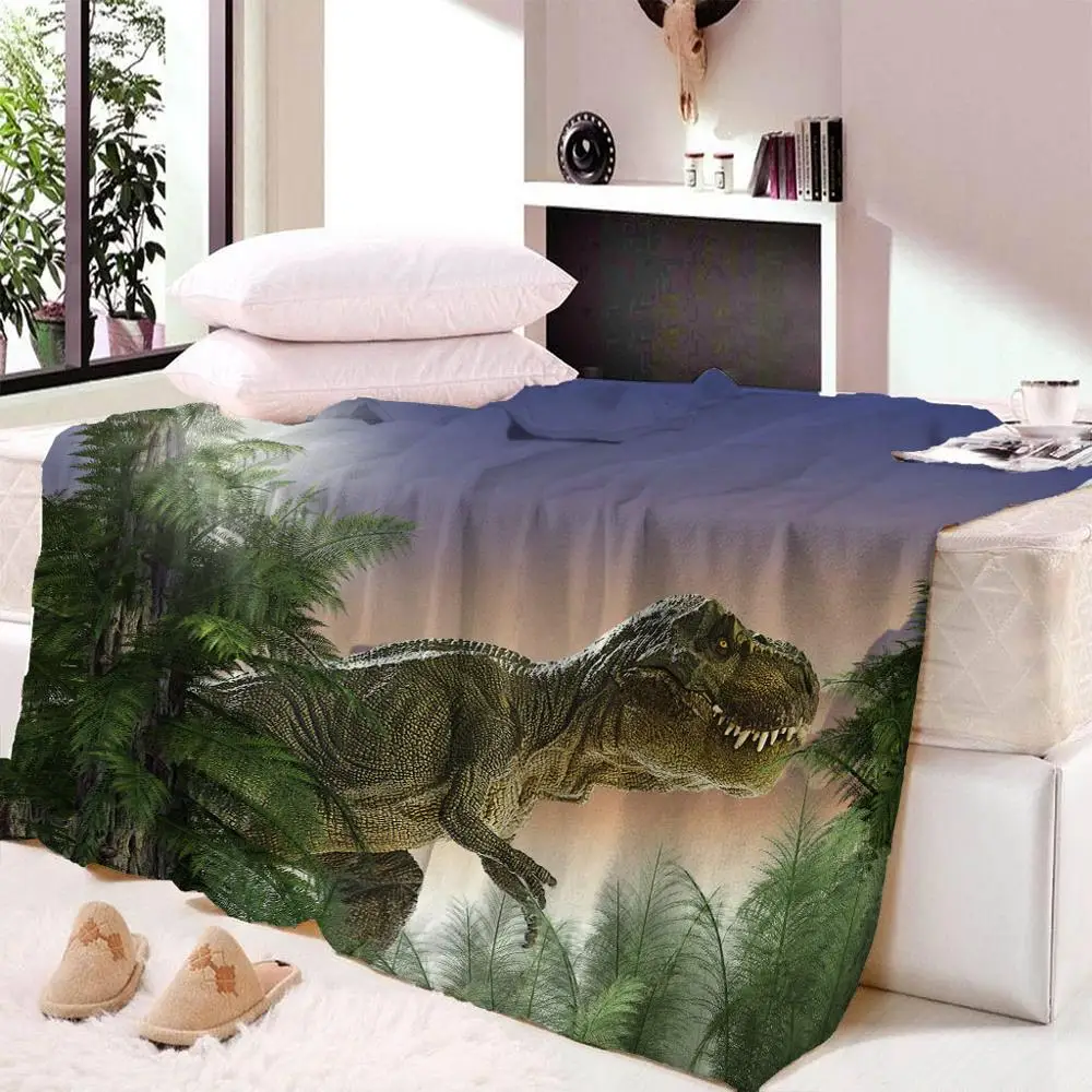 3D динозавр мультяшное тонкое одеяло бархатное плюшевое художественное пледы