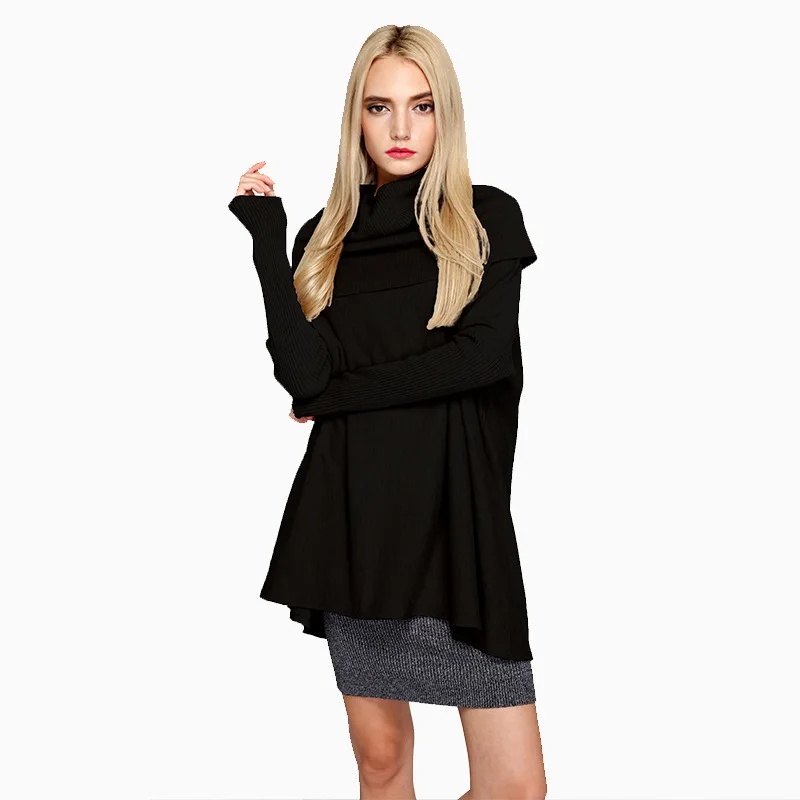 Loose Long Sweater Women Turtleneck Pullover Knitting Bat Sleeve Autumn Fashion Casual Coats Oversize Ladies Sweaters Pullovers | Женская