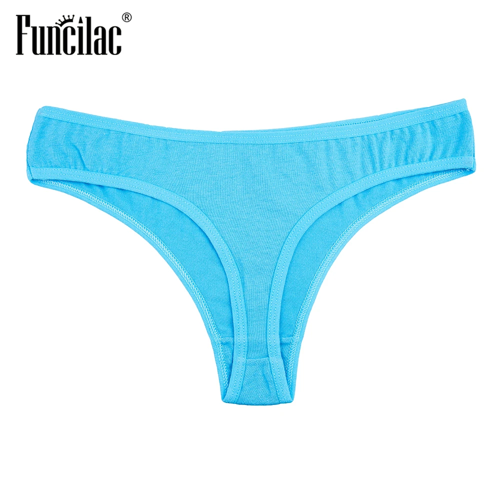 FUNCILAC Нижнее белье женские хлопковые сексуальные стринги однотонные трусики