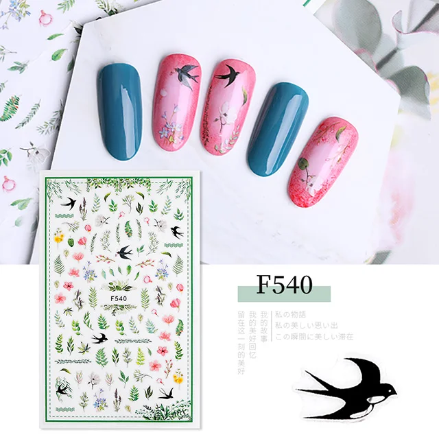 Style 6-F540 Модные цветы трава естественная серия наклейки для ногтей самоклеющиеся DIY маникюр наклейки на Кончики ногтей наклейки для ногтей украшения Аксессуары - Цвет: Style 6-F540