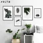 Холст NDITB с зелеными листьями, кактусами, художественный плакат, печать в нордическом стиле, минималистическая живопись, декоративная картина, Современное украшение для дома