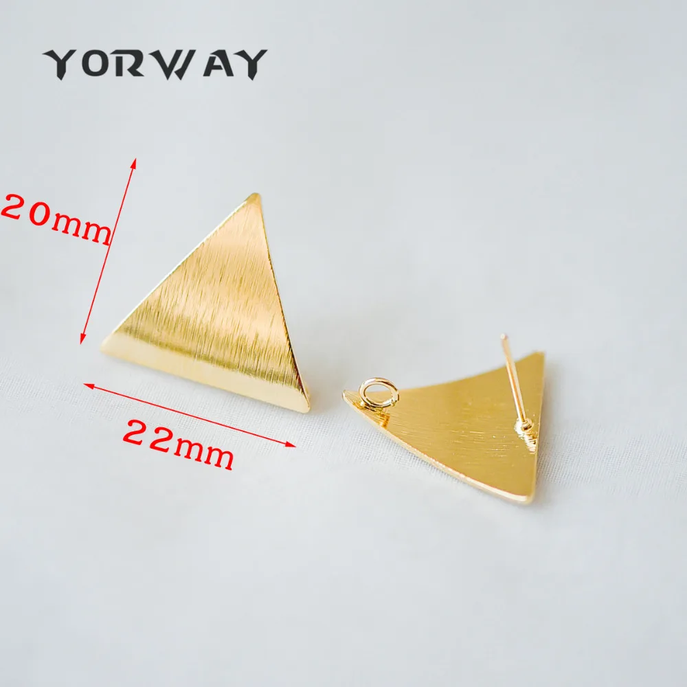 10 шт./лот столбы уха с петлями покрытие из настоящего золота латунь треугольник
