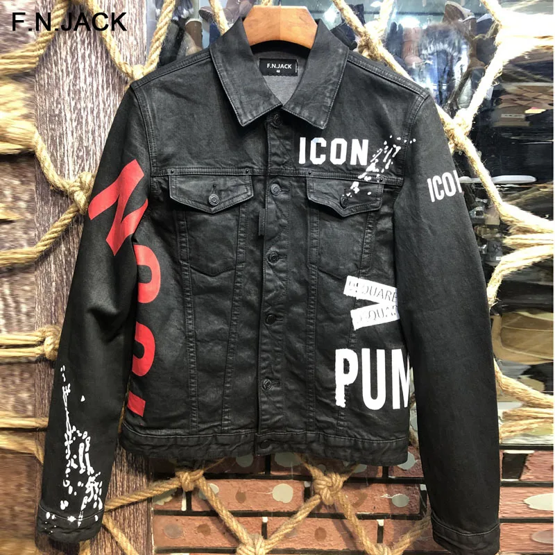 F. N. JACK Hi Street мужские джинсовые куртки вымытые Лоскутные эластичные облегающие
