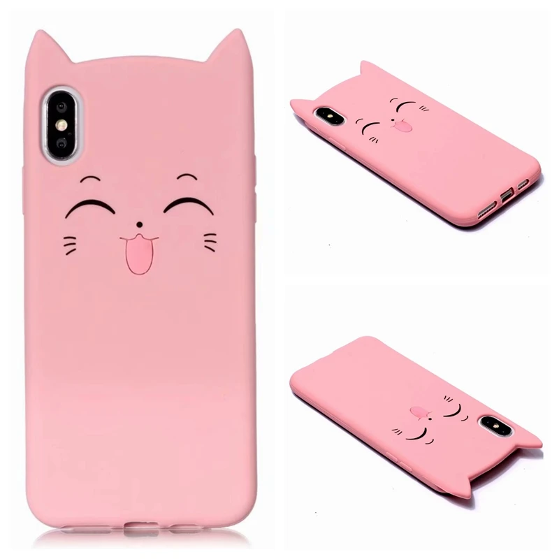 3D кошка улыбка уход за кожей лица Мягкий силиконовый чехол для Iphone XR XS MAX X 10 8 7 плюс