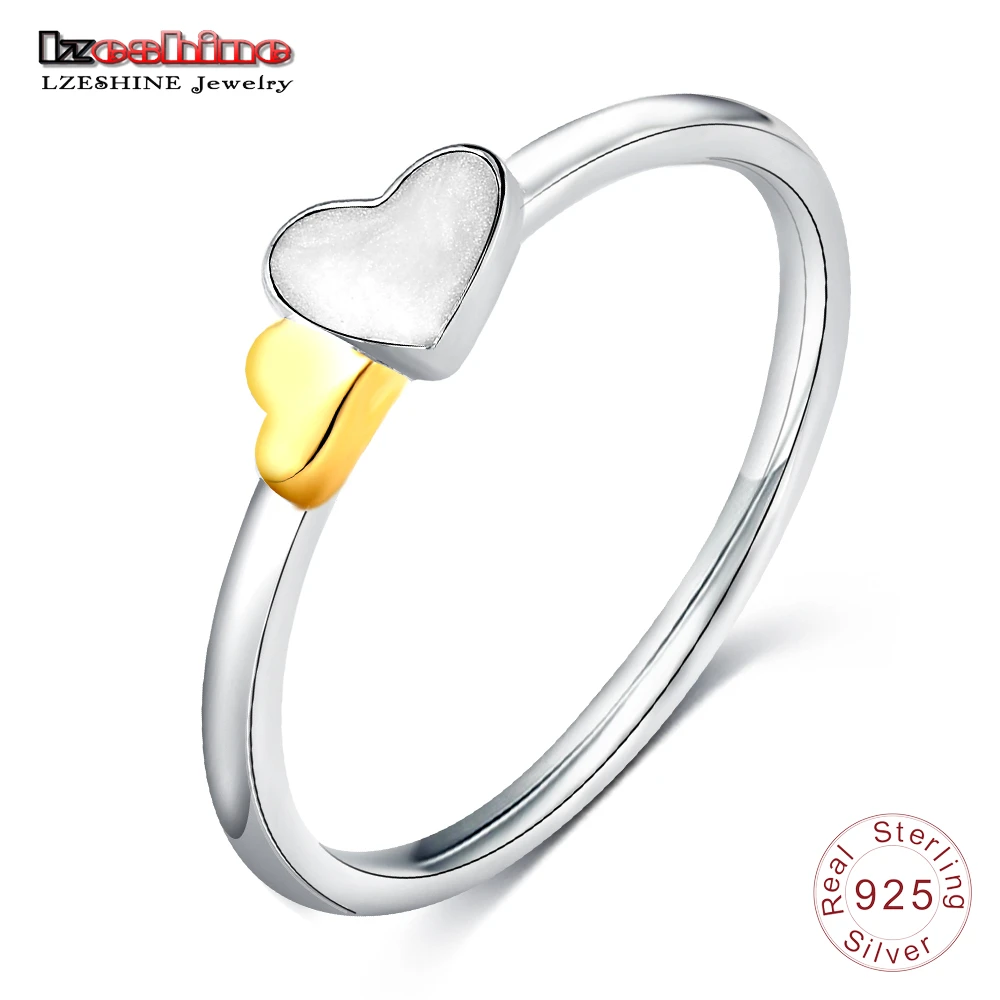 LZESHINE 100% стерлингового серебра 925 Любящее сердце Форма палец кольцо Для женщин