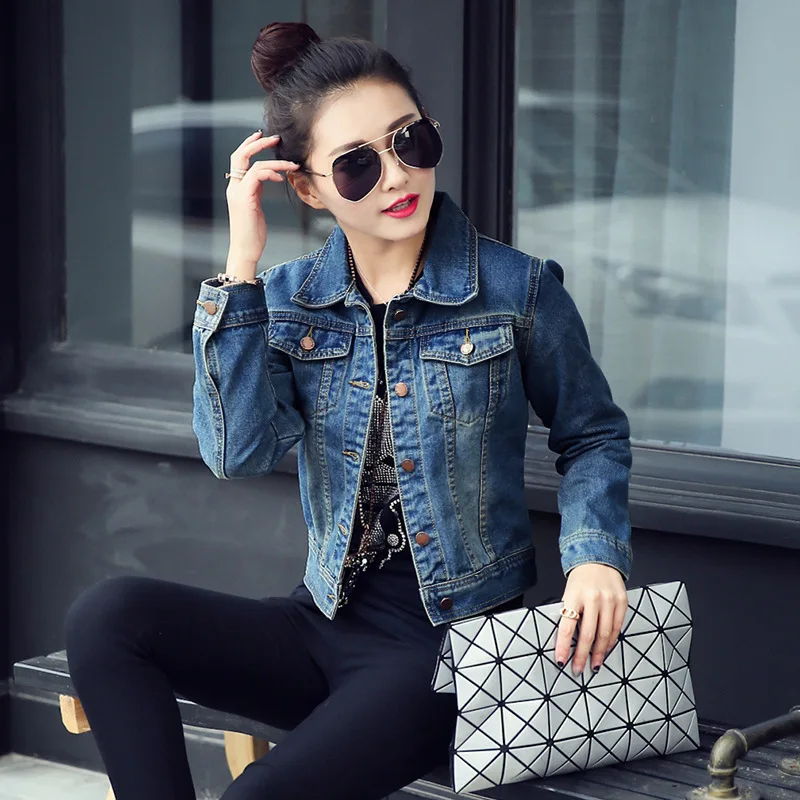 2017 Новинка осени дамы джинсовые случайные дизайн одежды лацкан высокое качество