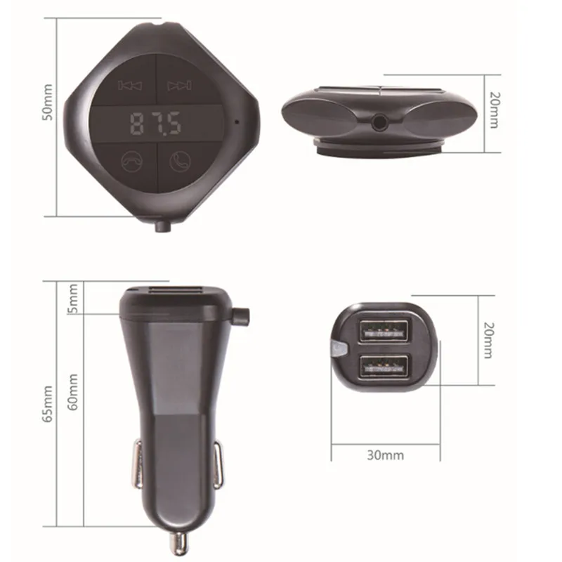 Q7s Автомобильная гарнитура fm-передатчик автомобильный Bluetooth MP3 музыкальный плеер двойной черный