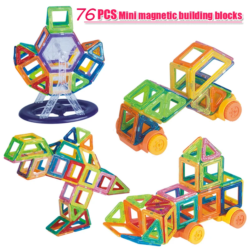 

Mini Magnetic Building Blocks 76PCS Blocks Toys 3D DIY Designer Magnetic Blocks Accessories Educational Toys for Children Gift