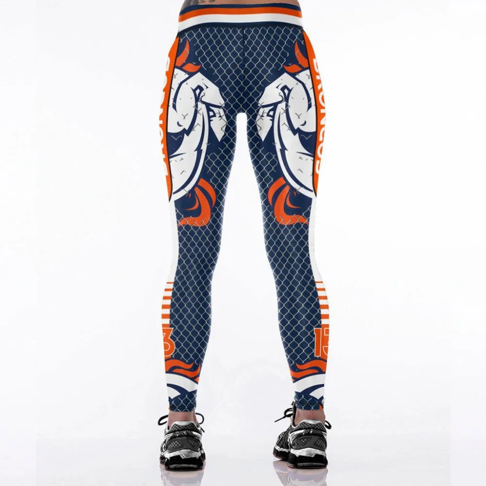 Denver B-Team Fitness Leggings Fiber Elastic Hiphop Party Cheerleader Rooter Workout Pants Logo Trousers Dropshipping | Женская одежда