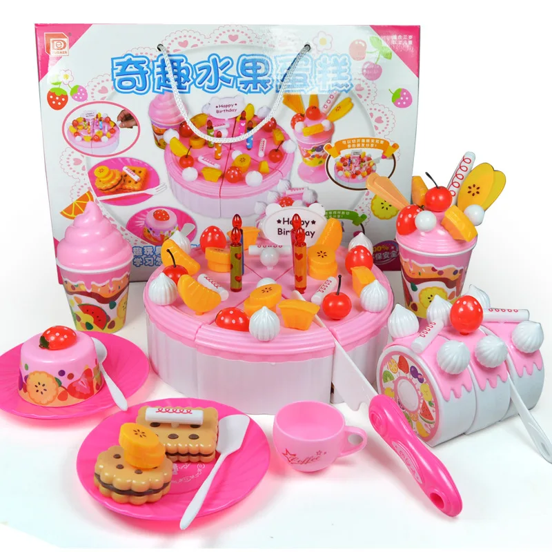 73pcs/set Pretend Play Food Cake DIY Classic Toy Plastic Cutting Birthday Party Fruitcake Dessert for Gifts | Игрушки и хобби