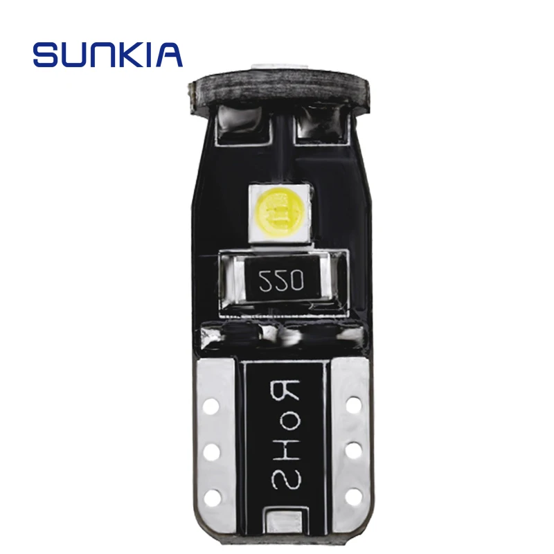 

SUNKIA 1Pcs T10 LED Car Light Marker Lamp Tail Side Bulb Wedge Auto Parking Dome Light W5W 192 501 3030 3SMD Auto Styling