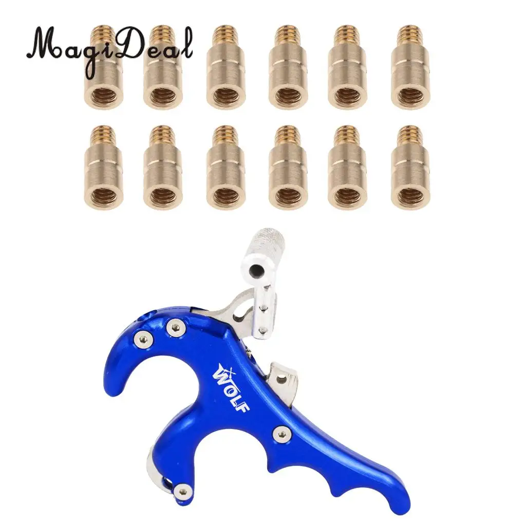 MagiDeal 4 Finger Grip Compound Bow Archery Release Aid with 12 Pieces 25 Grains Arrow Weights Insert | Спорт и развлечения