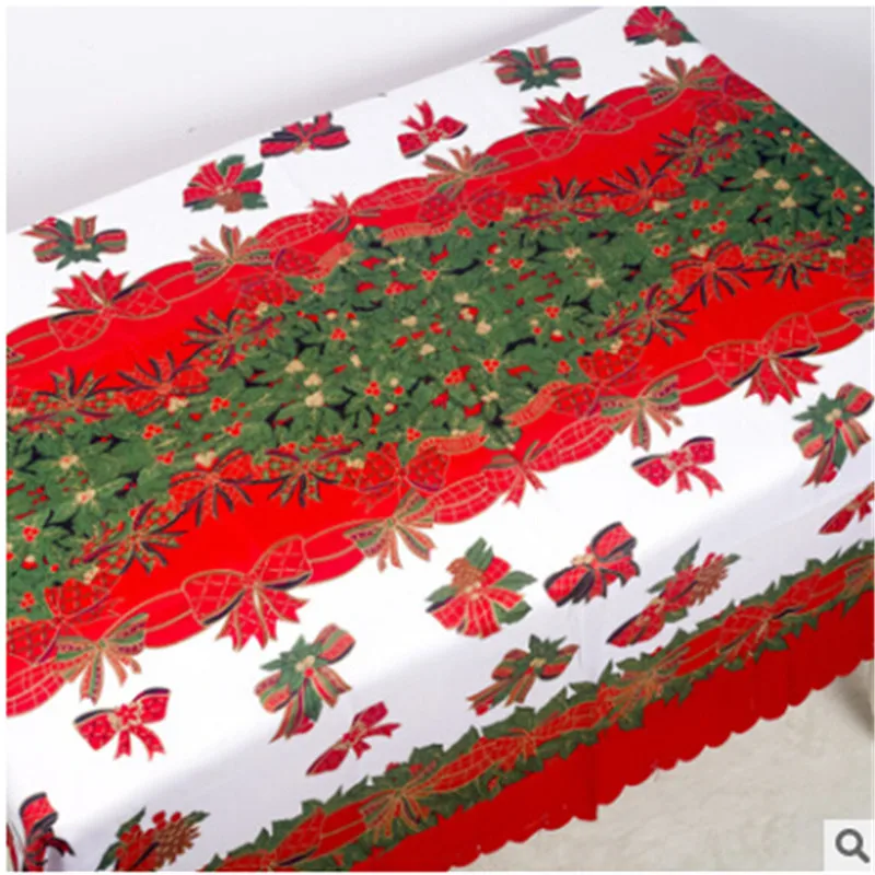 Красный Красные рождественские скатерти Poinsettia Цветочные из ткани жаккардового переплетения Рождественская скатерть модный Декор - Цвет: Красный