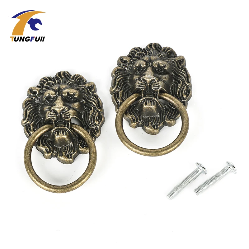 Голова льва дверь шкафа knobsbronze Цвет сплав цинка мебель шкаф ручки Кухня ящика