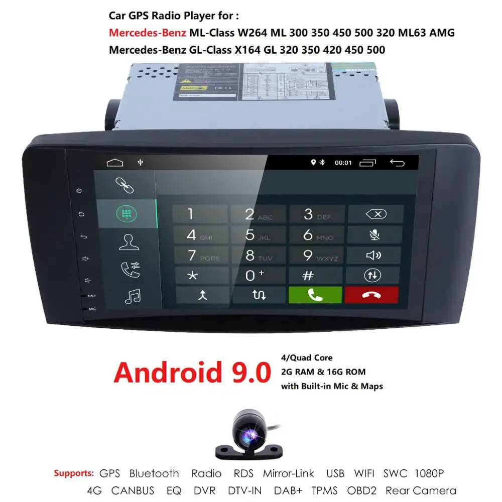 2 Din Android 9 0 автомобильный Радио без DVD GPS плеер для Mercedes Benz ML W164 GL X164 ML300 ML350 ML450 ML500 GL350
