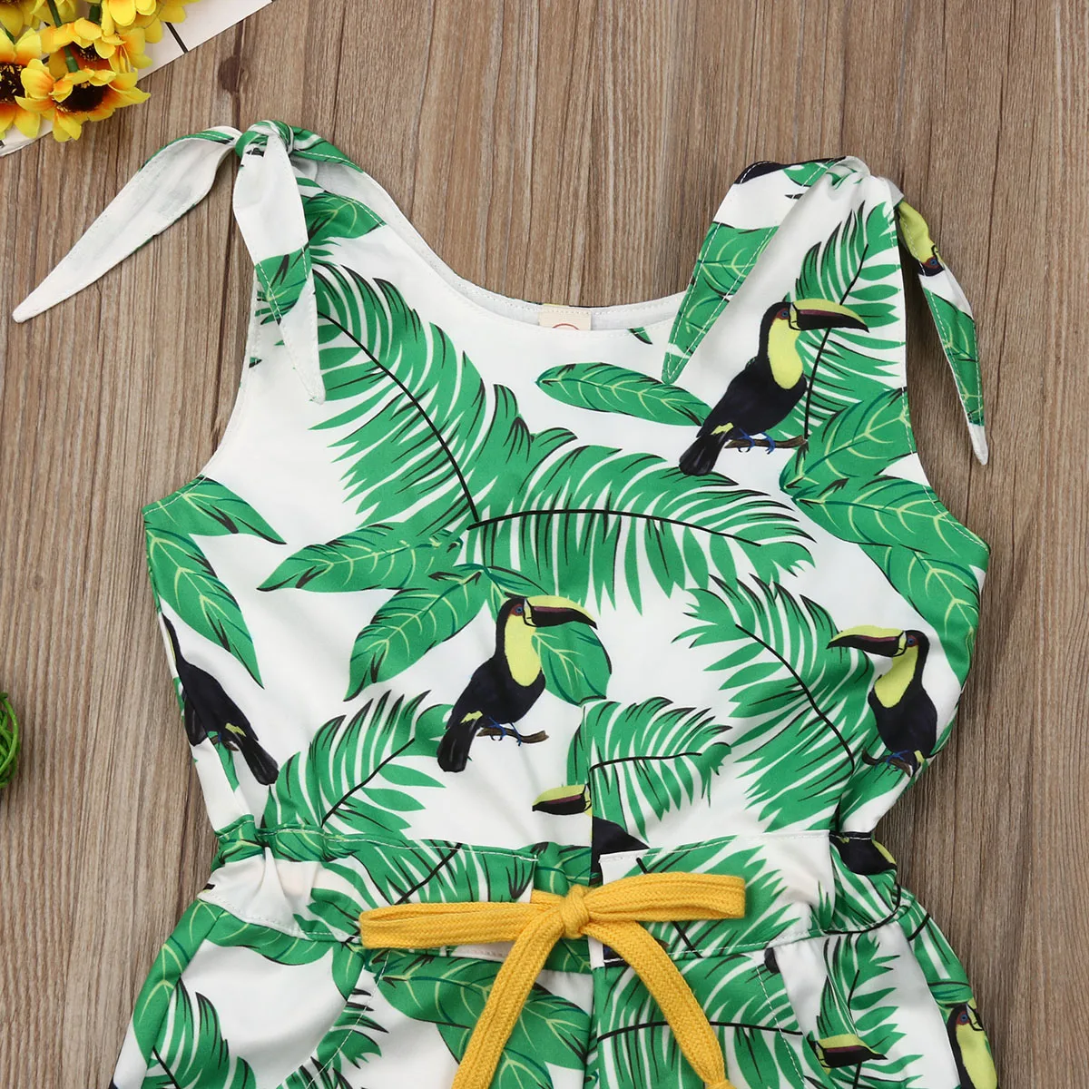 Летние Новые повседневные Боди без рукавов с принтом для маленьких девочек