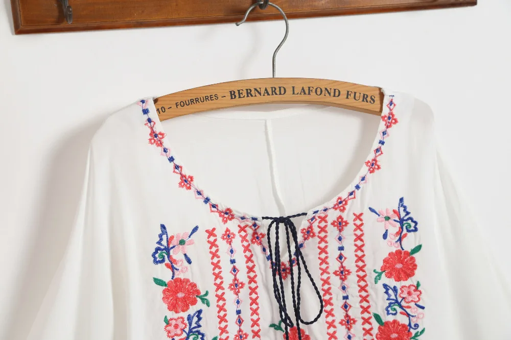 Хлопковая рубашка с вышивкой для беременных Сезон весна лето осень Блузка Топы