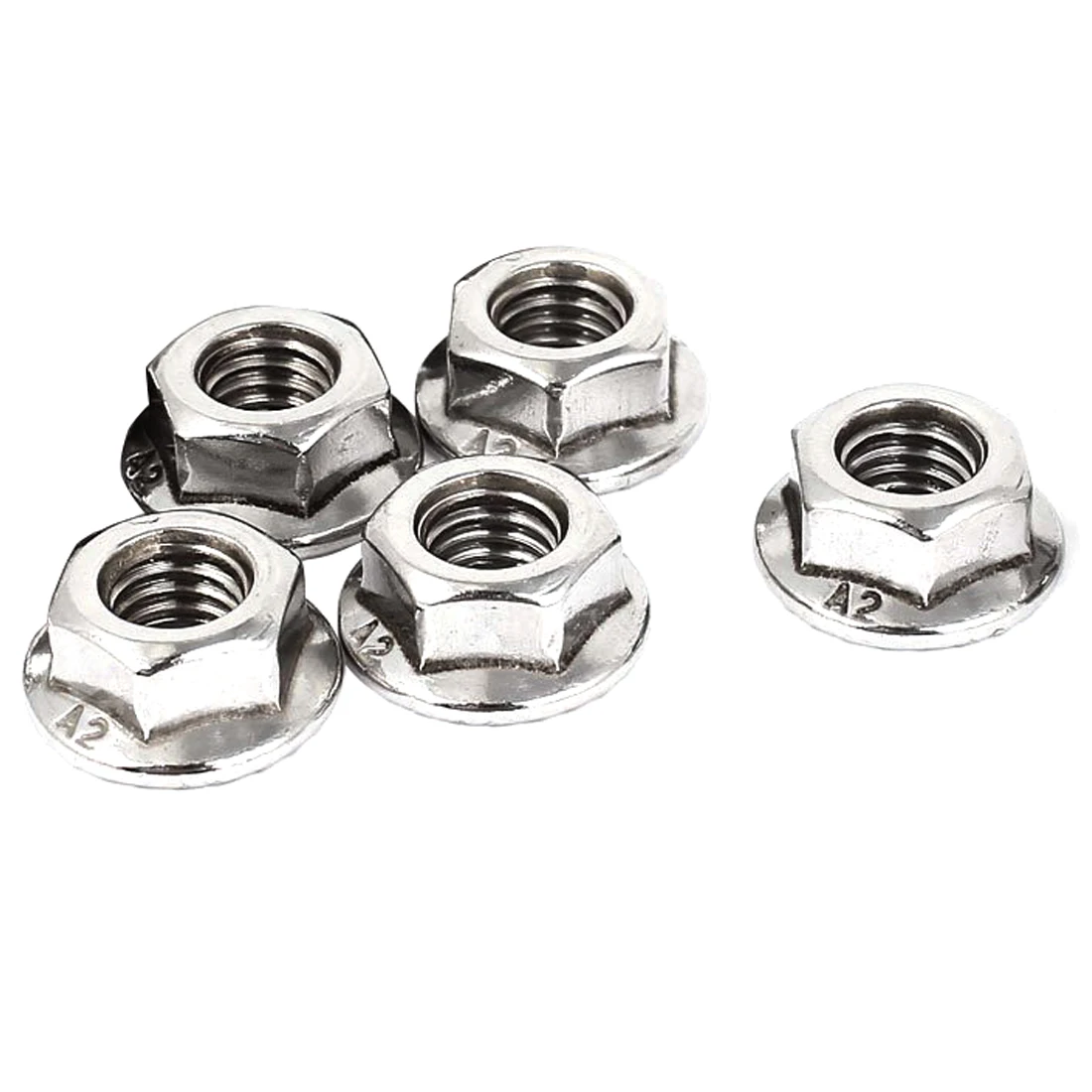 

8mm Height M8 Thread Stainless Steel Serrated Hex Flange Nuts 10 Pcs