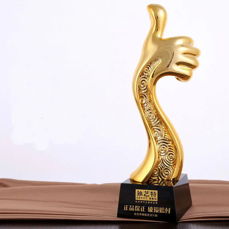 

High quality!Resin trophy gold-plated creative metal trophy high-end thumb trophy,Free shipping