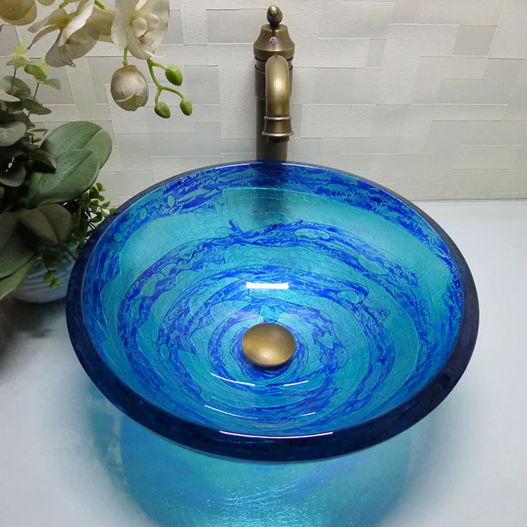 Круглая Прилавок из закаленного стекла для ванной комнаты HX007|sink sale|sink blacksink bathroom |