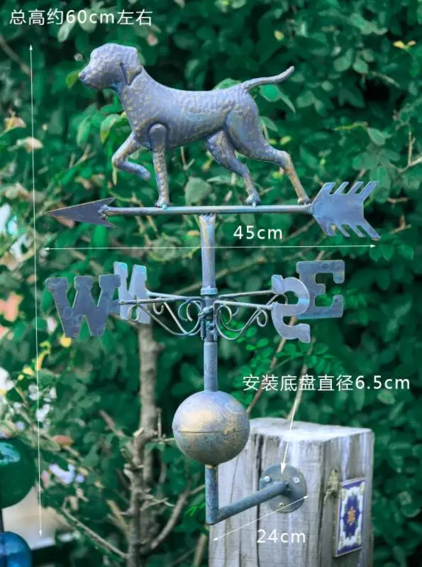 dog High-60cm, толщина Европейский ретро петух, кот, щенок кованого железа Ветер метр украшения сада во дворе продукты - Цвет: dog