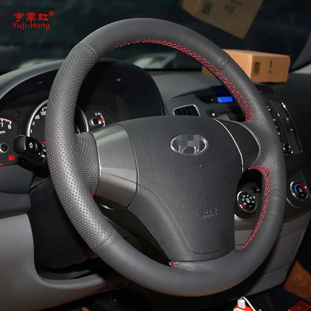Yuji-Hong искусственная кожа Чехлы рулевого колеса автомобиля чехол для hyundai Elantra 4 2006-2011 сшитый вручную чехол