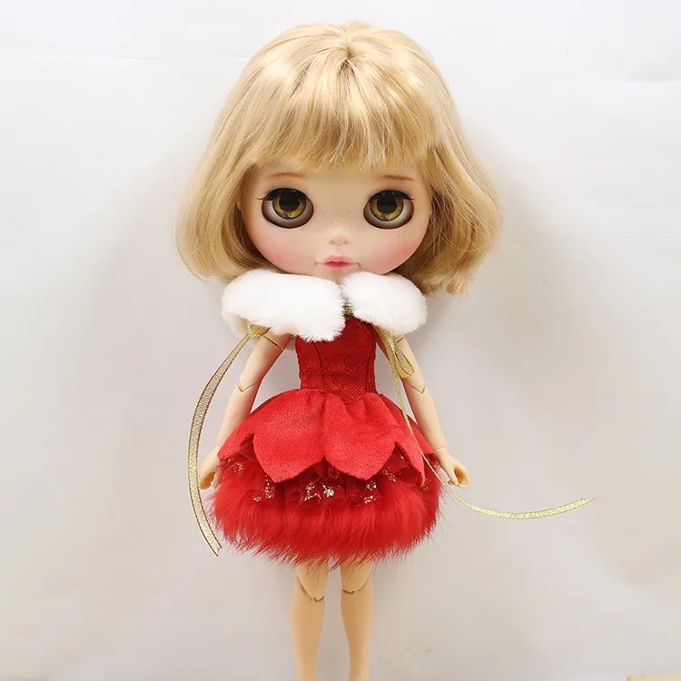 Наряды для куклы Blyth; рождественское и новогоднее платье; костюм для 1/6 года; BJD pullip licca