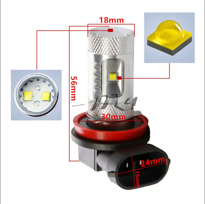 2 шт. Автомобильные светодиодные лампы H11 6000 К 12 В 30 Вт|Передние LED-фары для авто| |