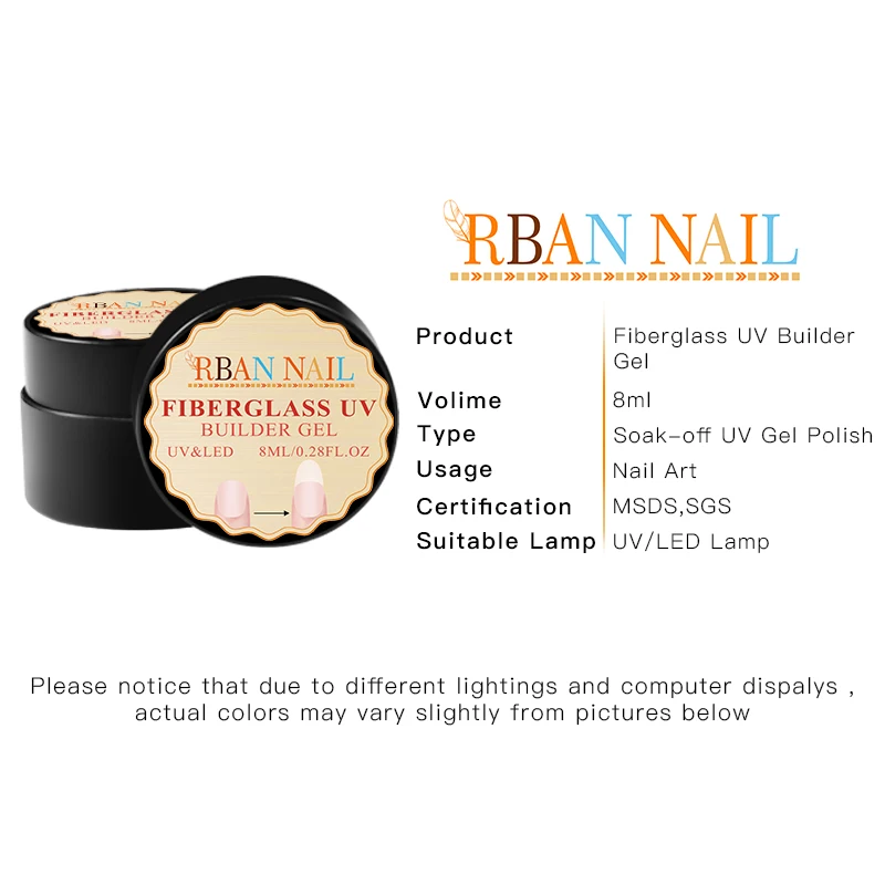 Гель-лак RBAN для наращивания ногтей акриловый стеклопластиковый 8 мл | Красота и
