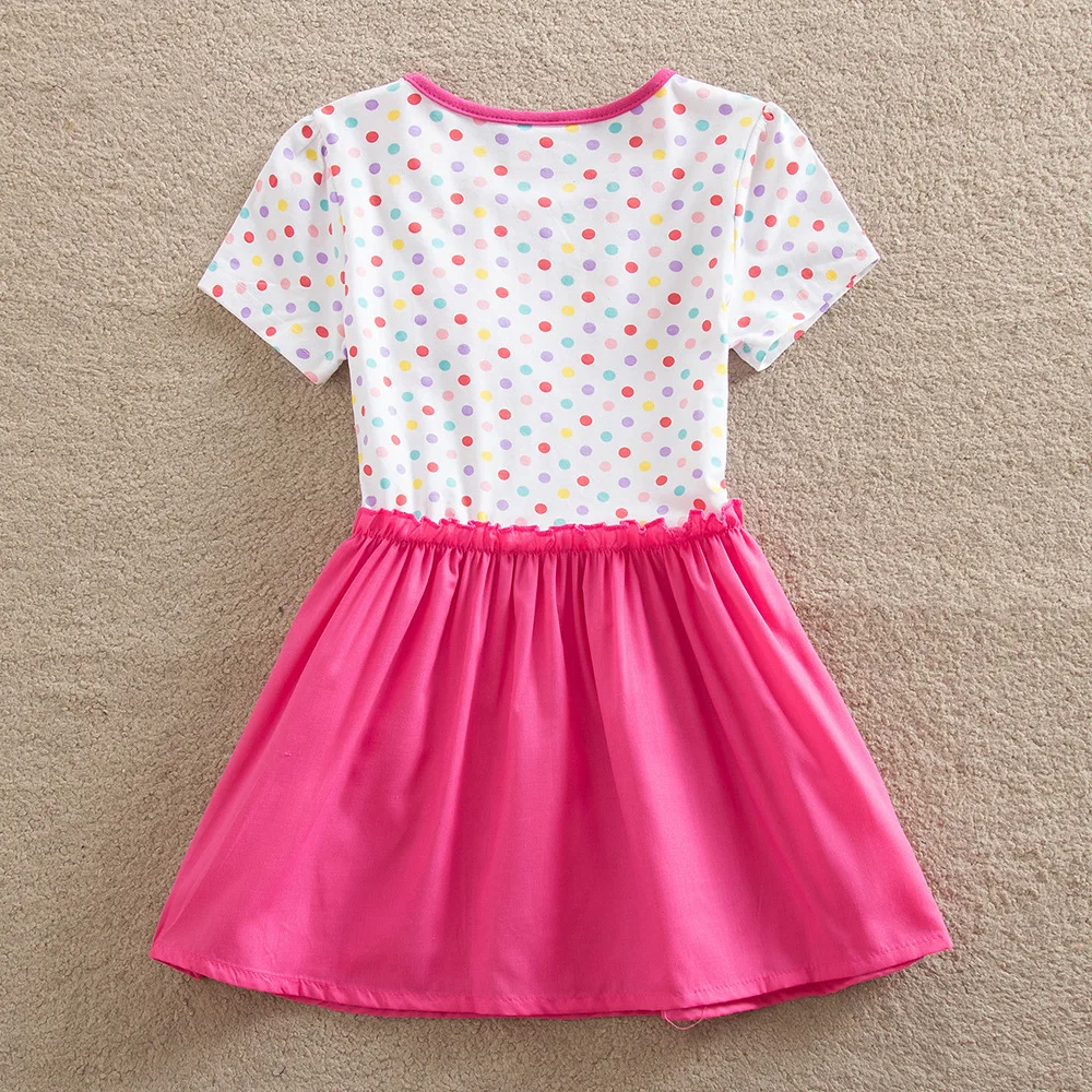 JUXINSU Girl Short Sleeved Dress for Kids Baby Summer Cotton Flower Stripes Little Girl's Clothes 3-8 Years SH4829 | Детская одежда