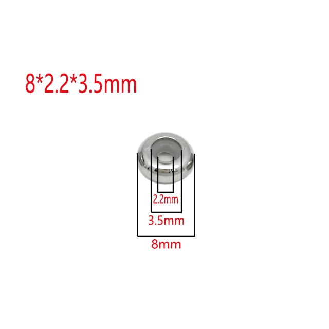 8x2.2x3.5-10Pcs Пробка из нержавеющей стали разделительные бусины с резиновой вставкой сердечника для управления DIY ожерелья и браслеты длина ювелирных изделий - Цвет: 8x2.2x3.5-10Pcs