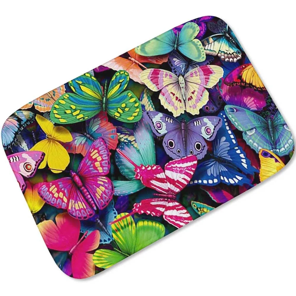 

Zeegle Floral Printed Hallway Microfiber Flannel Floor Mats for Living Rooms Non-slip Welcome Mats for Front Door Shoe Rugs