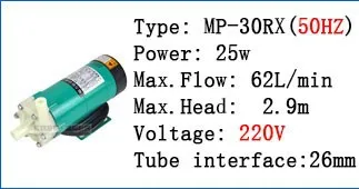 Циркуляционный водяной насос с магнитным приводом, MP-20R, 60 Гц, 220 В, цикл химических удобрений, реактивная жидкость, поглощающая газ, для мытья башен