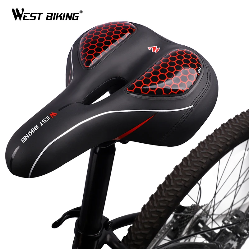 

WEST BIKING Cycling Saddle with Taillight Front Seat Mat PU Leather GEL Soft Comfortable Bike Saddle Road MTB Bicycle Saddles